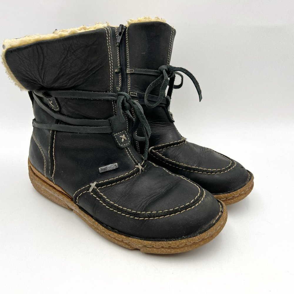 Josef Seibel‎ Black Leather Winter Boots with Sherpa Lining Size 37 | 6.5